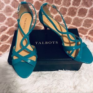 TALBOTS [NIB] Lana Turquoise Faux Reptile Heels